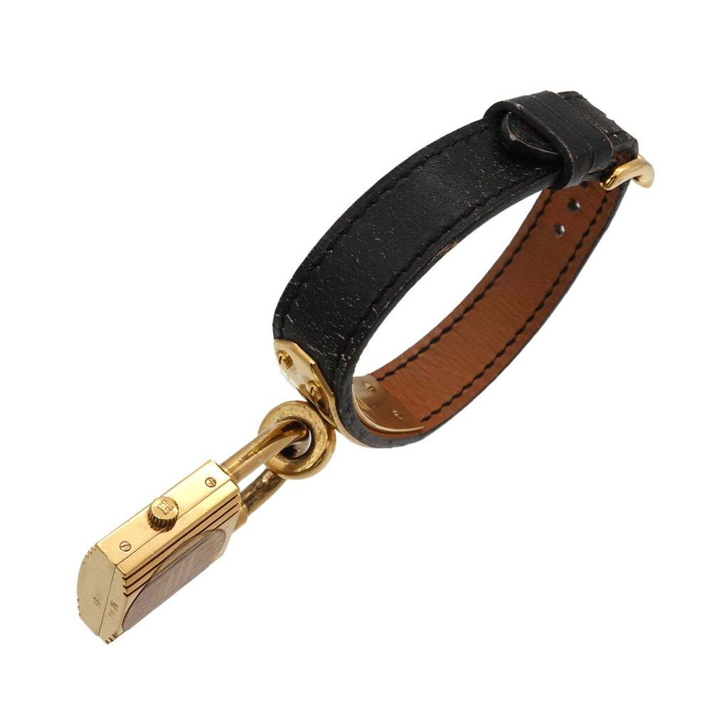 Hermes Gold Padlock Watch on Black Leather Strap - Picture 5 of 9
